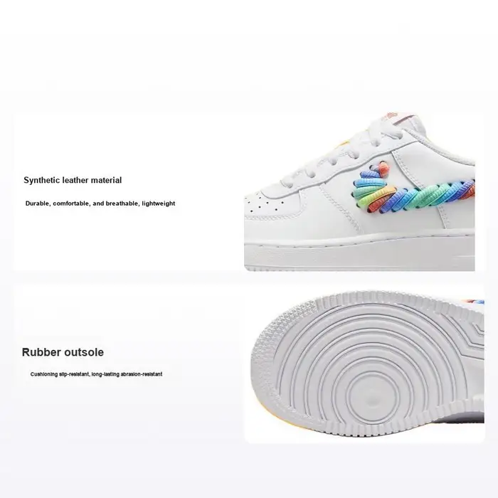 Nike Air Force 1 Low GS Lacci Arcobaleno Swoosh Scarpe da Ginnastica per Bambini Bianco Multicolore Terra-Blush FQ4948-100