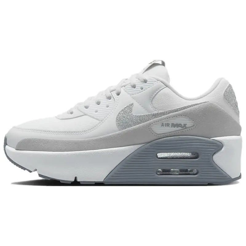 Nike Air Max 90 LV8 Glitter Swoosh Scarpe da Ginnastica da Donna Bianco Polvere di Fotone Multicolore HQ3456-191 37 5