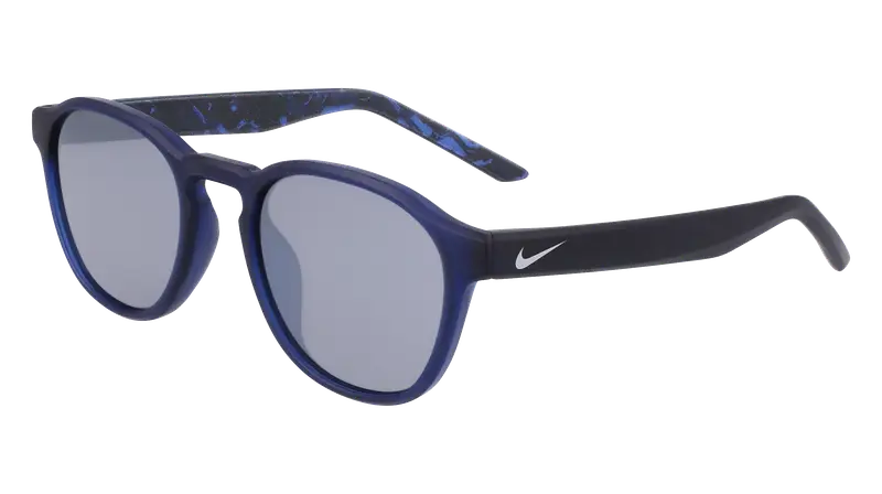 Nike Bambino SMASH DZ7382 410 Occhiali da sole Bio-iniettato Blu Argento Rotonda Normale Fotocromatiche