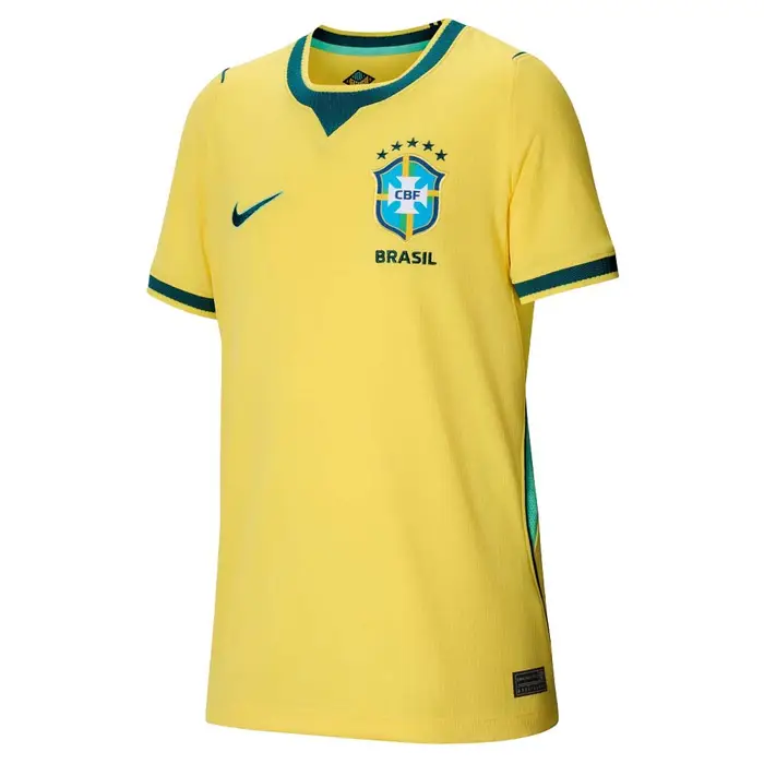 Brasile 2026 Stadium Home Maglia Maniche Corte Giallo Verde Bambino