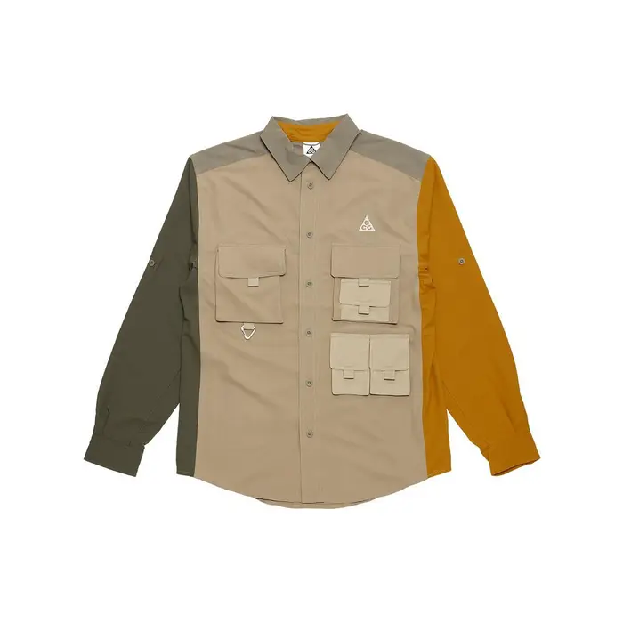 Camicia a maniche lunghe Nike ACG Dri-FIT UV Multitasche Colorblock 1 Uomo Top Marrone DN3937-247 XXL