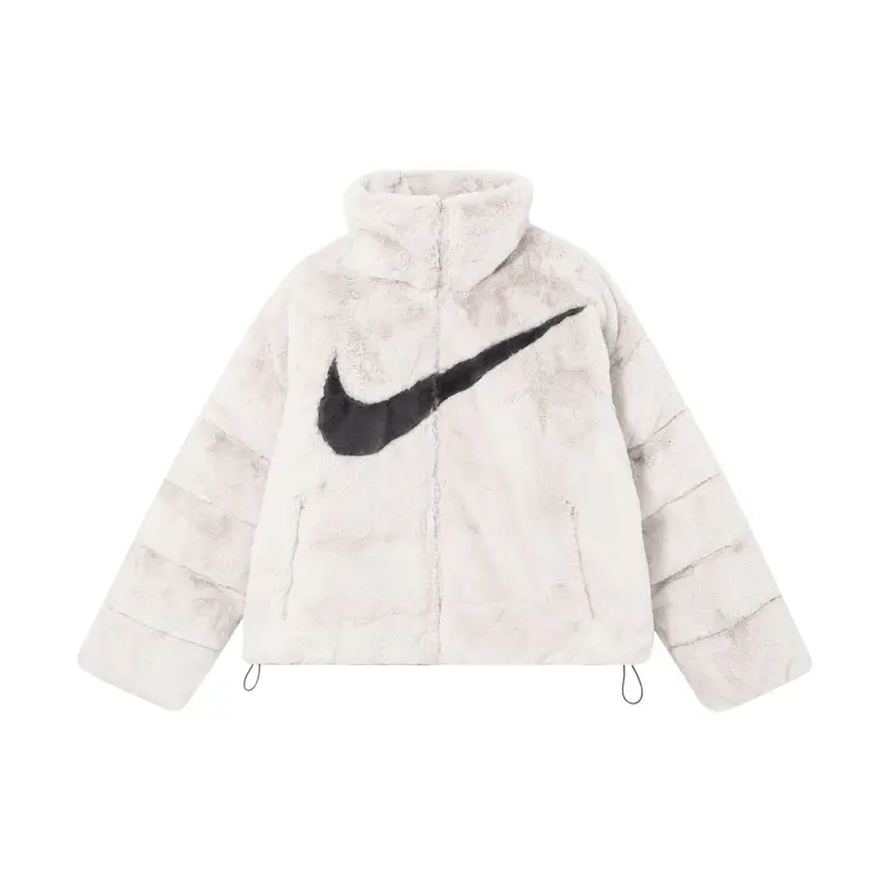 Nike Cappotto Peluche Casual con Zip e Collo Alto a Maniche Lunghe da Donna Capispalla Rosso Chiaro Marrone Legno FN0461-104