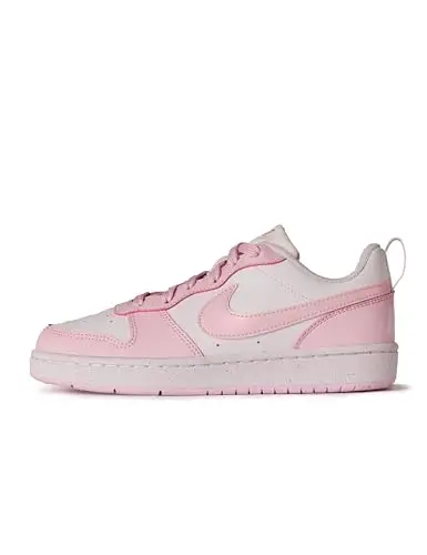 NIKE Court Borough Low Recraft GS, Scarpe con Lacci, White/Pink Foam, 38.5 EU