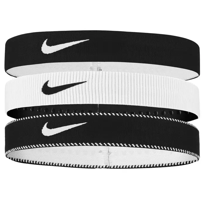 Nike Fascia per capelli Classic Flessibile con Ampia Fascia (Confezione da 3) One Bianco