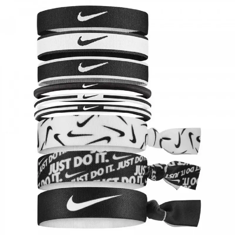 Nike Fascia per capelli unisex per adulti (Confezione da 9) One Size nero/bianco