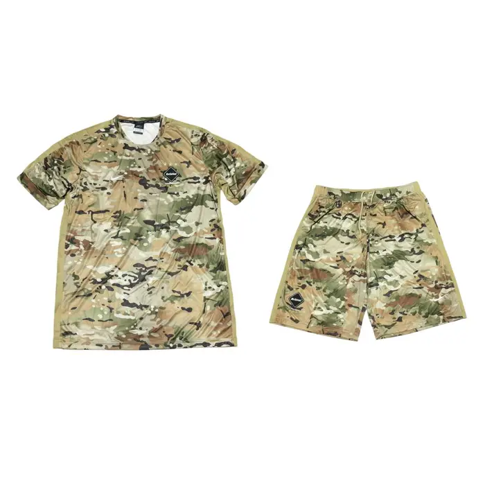 FCRB Asciugatura Rapida Stampato Traspirante Assorbi Umidità Manica Corta Vita Media Pantaloncini Set Sportivo Casual Uomo set 716123-240 L