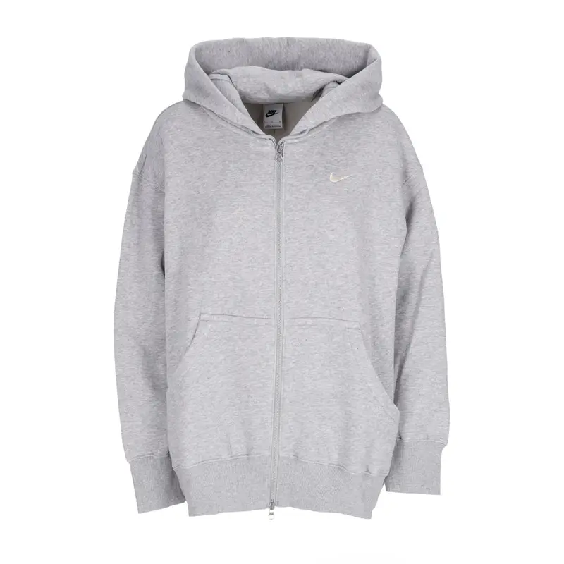 Nike Felpa Cappuccio Zip Donna W Phoenix Fleece Hoodie Dk Grey Heather/sail