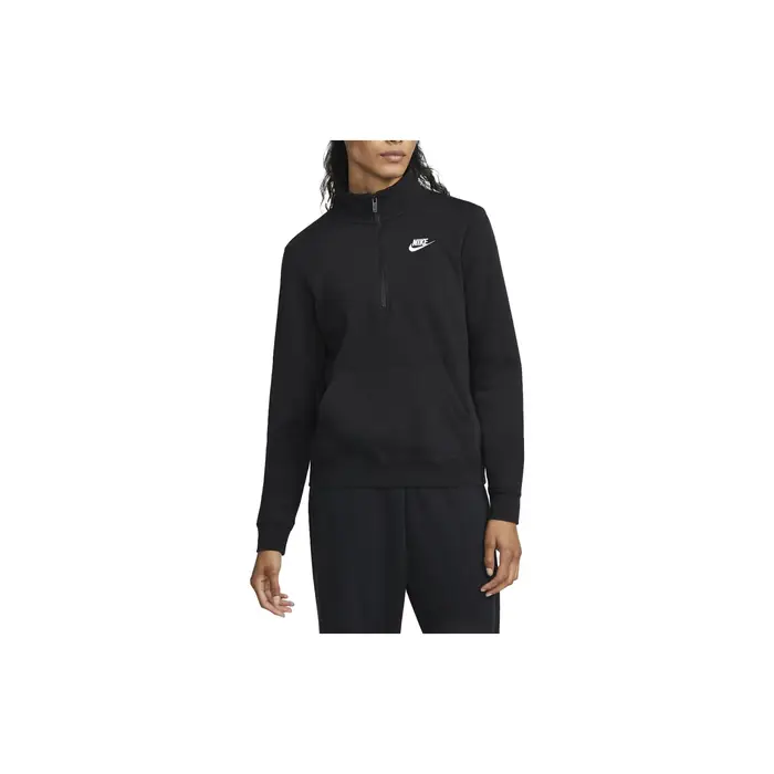 Felpa casual a manica lunga con colletto alto e mezza zip tinta unita Nike da donna, nera, DQ5839-010 XS
