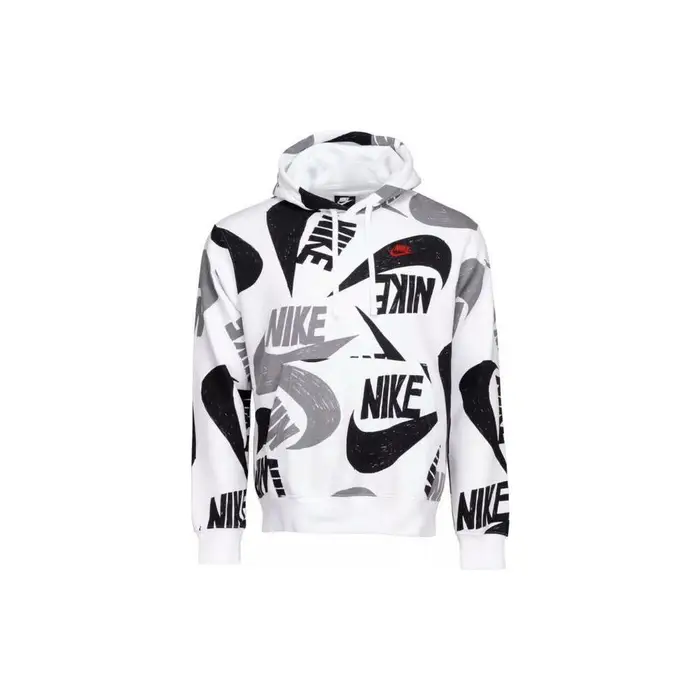 Felpa con cappuccio casual stampata con logo Nike a maniche lunghe da uomo felpa bianca CJ6312-010 S