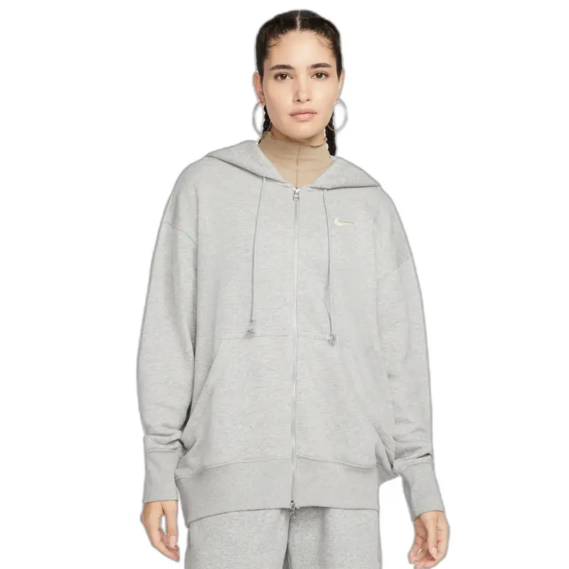 Nike Felpa con cappuccio oversize da donna con zip integrale Phoenix Fleece Gris