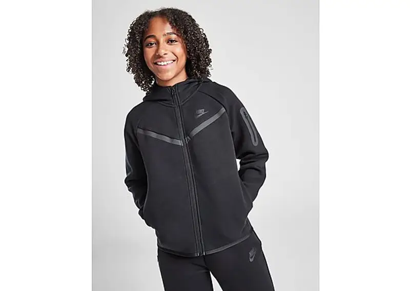Nike Felpa con Cappuccio Tech Fleece Junior, Nero