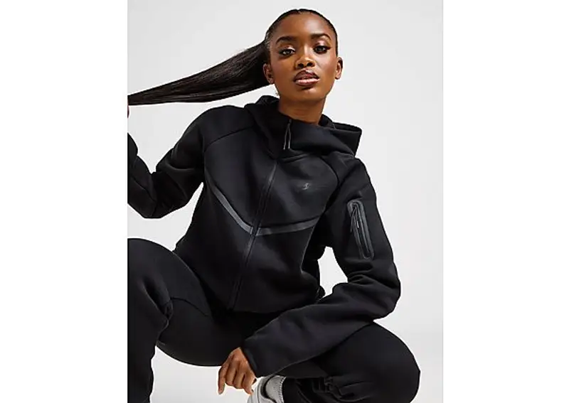 Nike Felpa con Cappuccio Tech Fleece, Nero