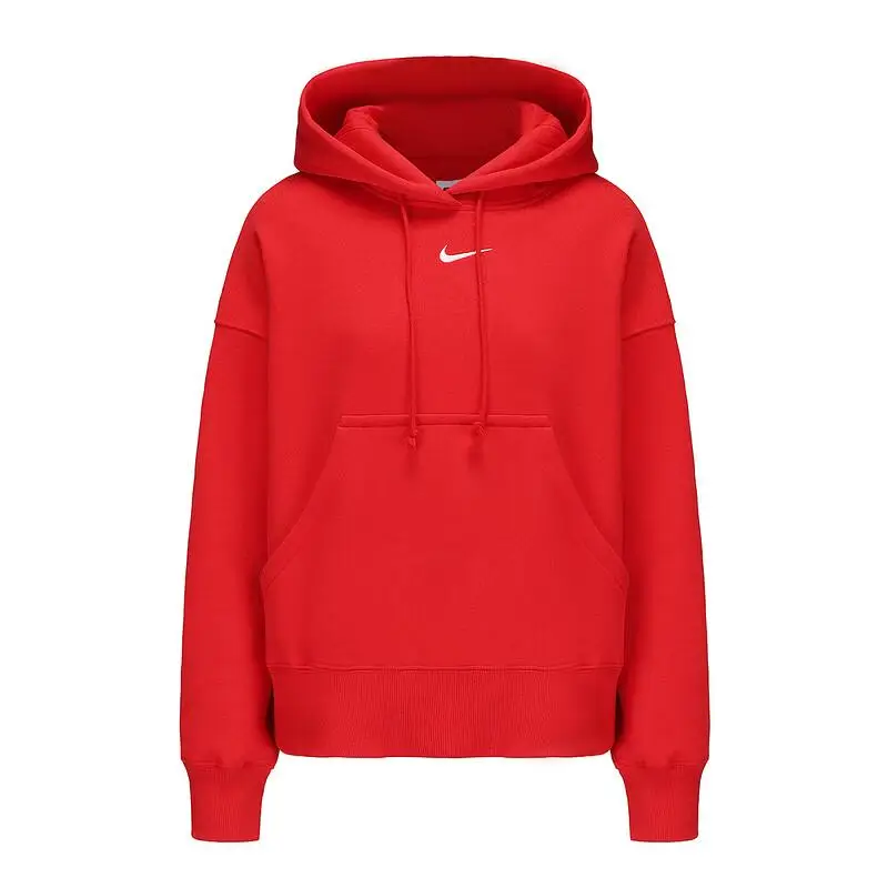 Felpa con cappuccio versatile casual sportiva alla moda Nike da donna rossa DQ5859-657 M