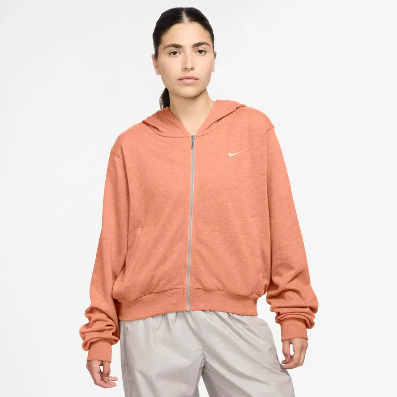 Nike Felpa con cerniera a cappuccio da donna Chill Terry Orange