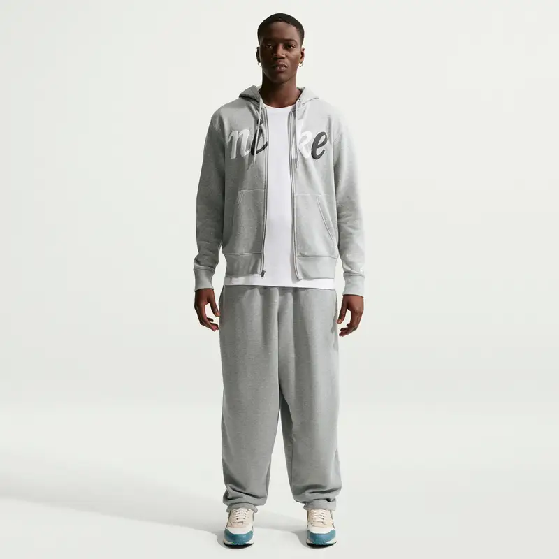 Nike Felpa con cerniera a cappuccio Club Gris