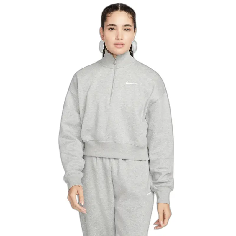 Nike Felpa donna 1/2 zip crop Phoenix Fleece Gris