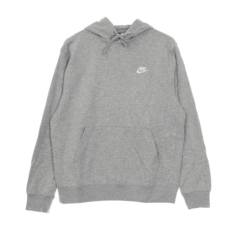 Nike Felpa Leggera Cappuccio Uomo Sportswear Club Hoodie Dk Grey Heather/matte Silver/white