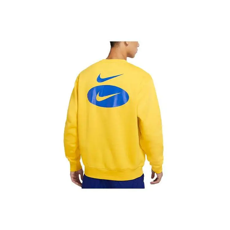 Nike Felpa NSW BB Crew Logo Casual Sportiva in Pile Pullover da Uomo Giallo-Zolfo DM5461-709