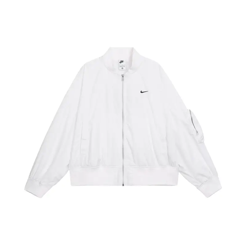 Nike Giacca a maniche lunghe casual a tinta unita Sportswear Essentials con colletto da baseball da donna giacche Bianco FN2840-100