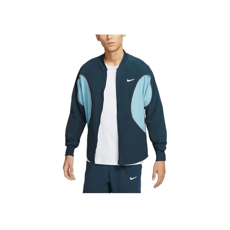 Nike Giacca con zip Court Advantage Dri-Fit Tessuto Asciugatura Rapida Uomo Giacca Blu Mare Profondo Verde Denim Borgogna Brillante