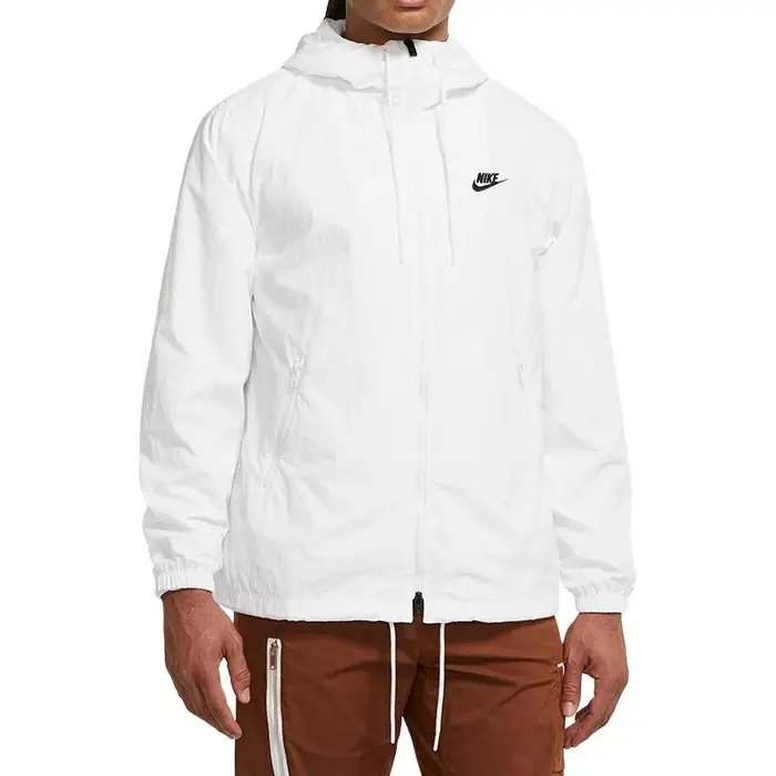 Giacca da Coach Nike a Maniche Lunghe con Cappuccio Traspirante Ricamata con Zip Intera Uomo Giacca Bianca FB7398-100 M