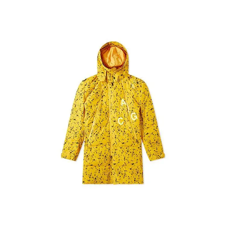 Nike Giacca da Uomo Media Lunghezza con Cappuccio e Imbottitura in Piumino Resistente agli Strappi con Stampa a Pois Giallo AQ3517-752