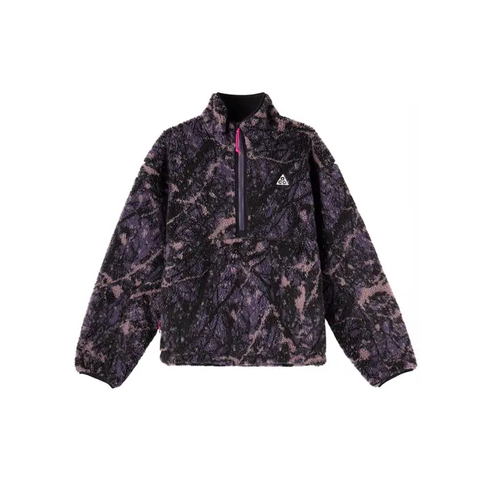 Nike Giacca in Pile ACG Therma-Fit Adv Canwell Glacier Confortevole Morbida Ampia Collo Alto Uomo Giacca Viola Scuro Nero Bianco FZ8623-573