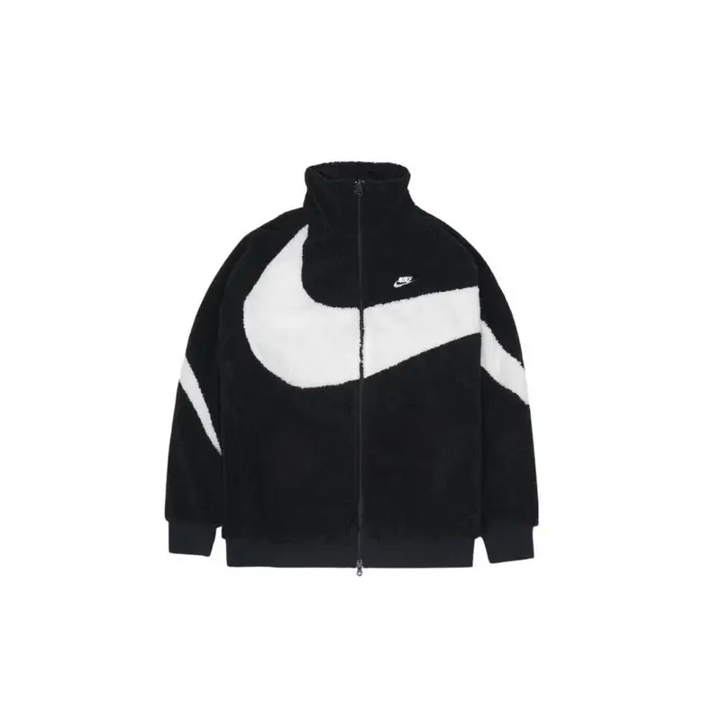 Giacca Reversibile in Boa Nike Big Swoosh Nero Bianco EU M nero