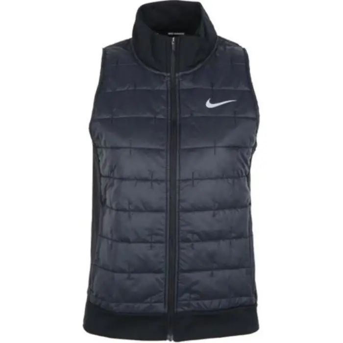 Gilet Casual Senza Maniche da Donna Nike Monocolore con Stampa Logo Collo Alto Cerniera Nera DD6085-010 XS