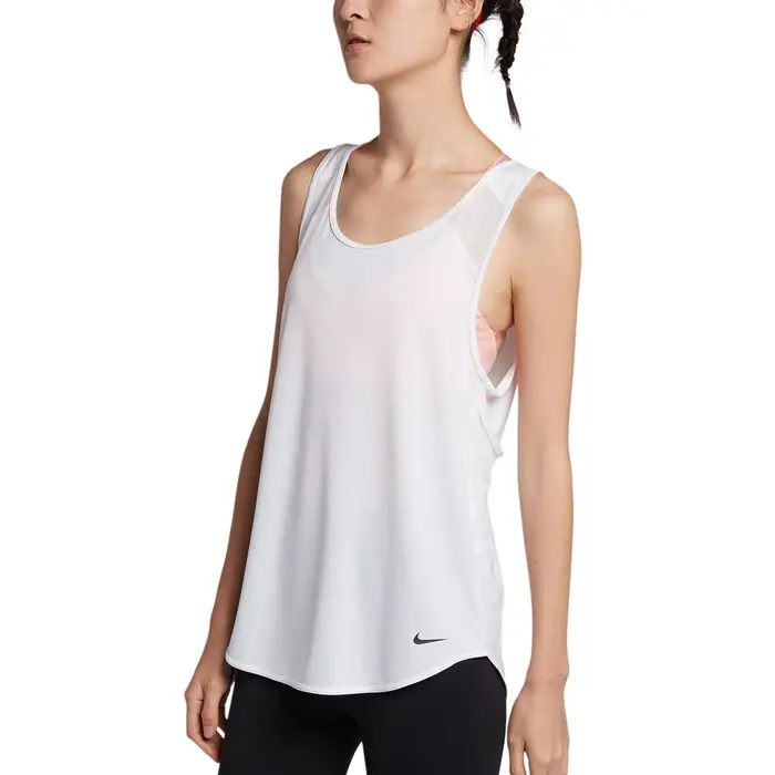 Gilet Sportivo Casual Nike Dri-Fit Breathe Comodo Semplice Traspirante Donna Top Bianco Nero 930355-100 M