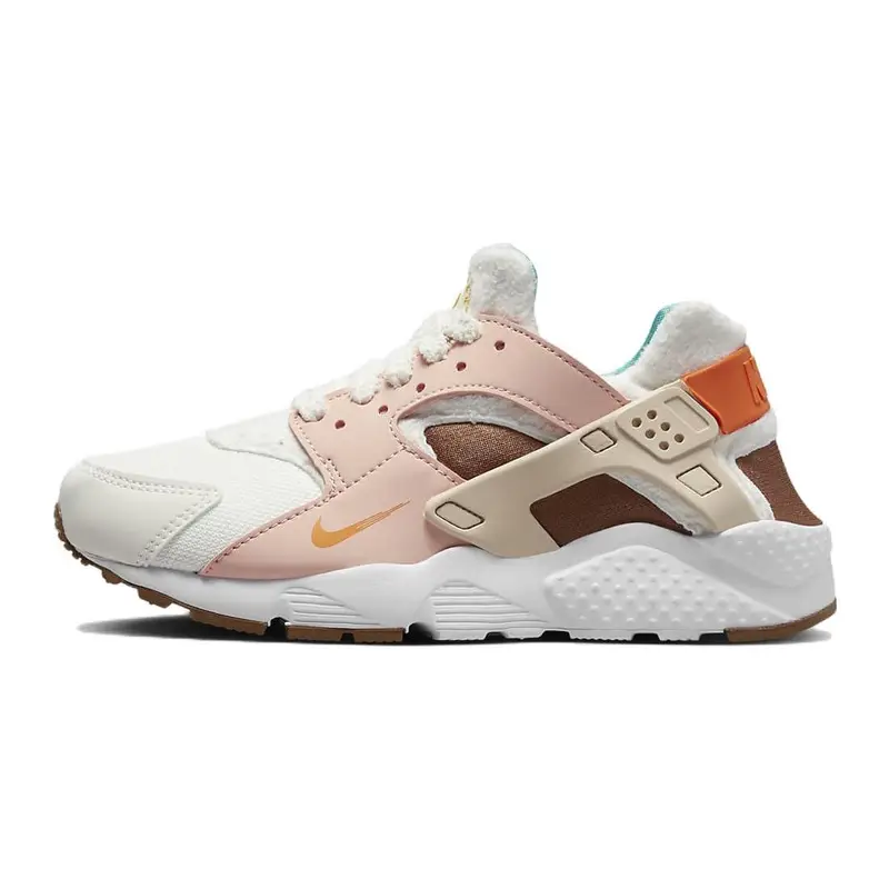 Nike Huarache Run GS Sail Safety Orange Sneakers per Bambini Bianco Marrone chiaro FD4632-181 35 5