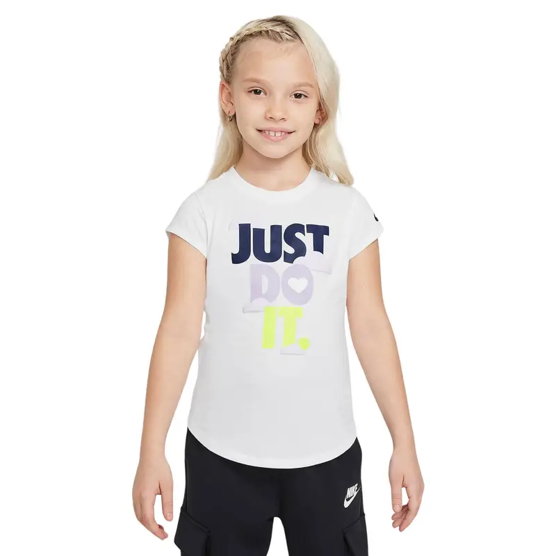 Nike Maglietta da ragazza Sweet Swoosh JDI Blanc