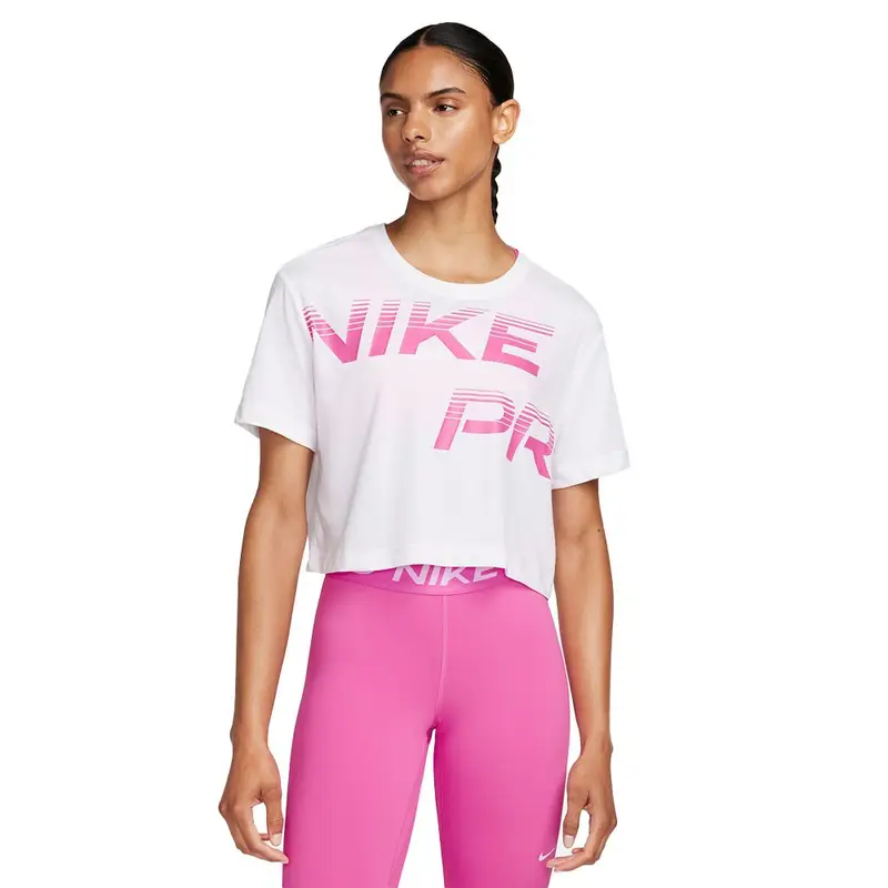 Nike Maglietta Palestra Pro Train Crop Bianco Donna