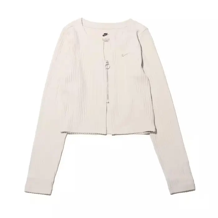 Maglione Nike Sportswear Chill Knit a Tinta Unita con Zip e Scollo a V, Maniche Lunghe a Costine Slim da Donna, Top Marrone Chiaro FN3683-104 XL