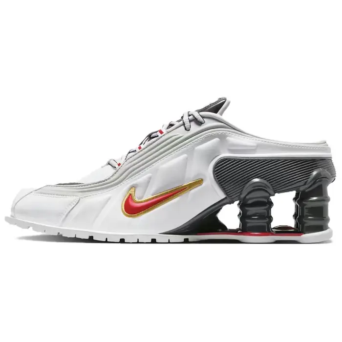 Martine Rose x Nike Shox Mule MR4 Platino Metallizzato Rosso Varsity Scarpe da Ginnastica da Donna Grigio Bianco Carbone Scuro IM5420-100 48 5