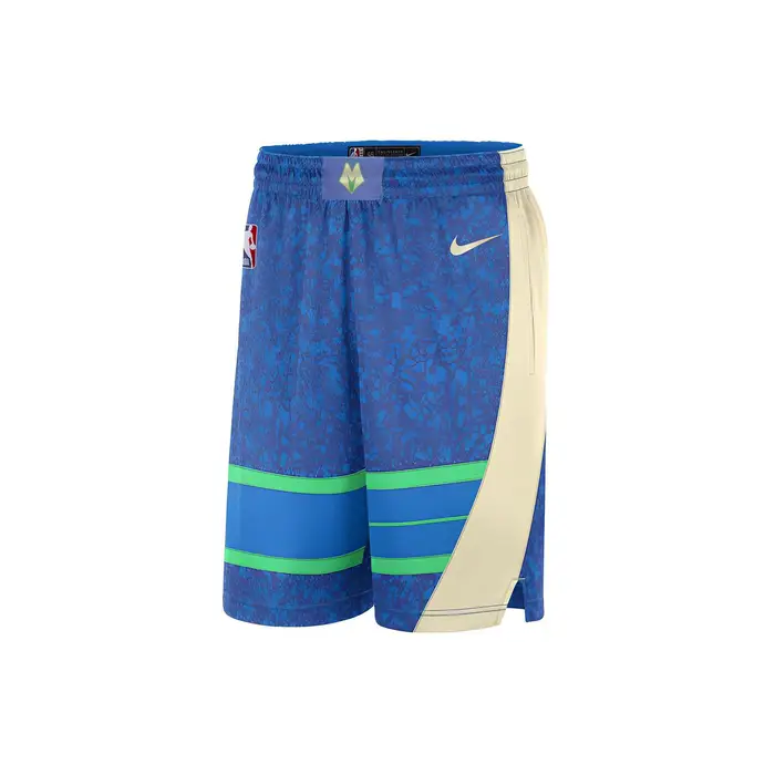 Pantaloncini Swingman Nike NBA Milwaukee Bucks City Edition Dri-Fit Azzurro Foto/Opale Piatto Uomo Streetwear DX8709-406 L