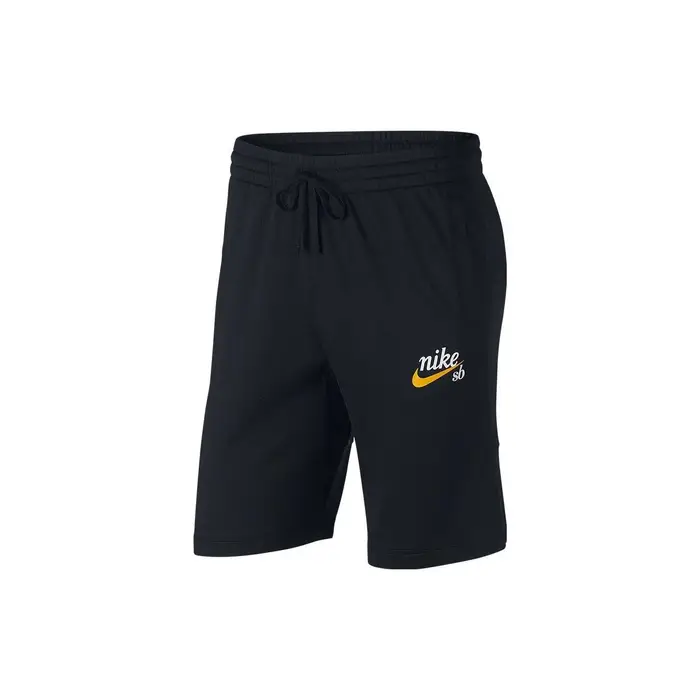 Pantaloncini Uomo Nike Logo Stampato Allacciatura Dritti Larghi Neri 938005-010 M