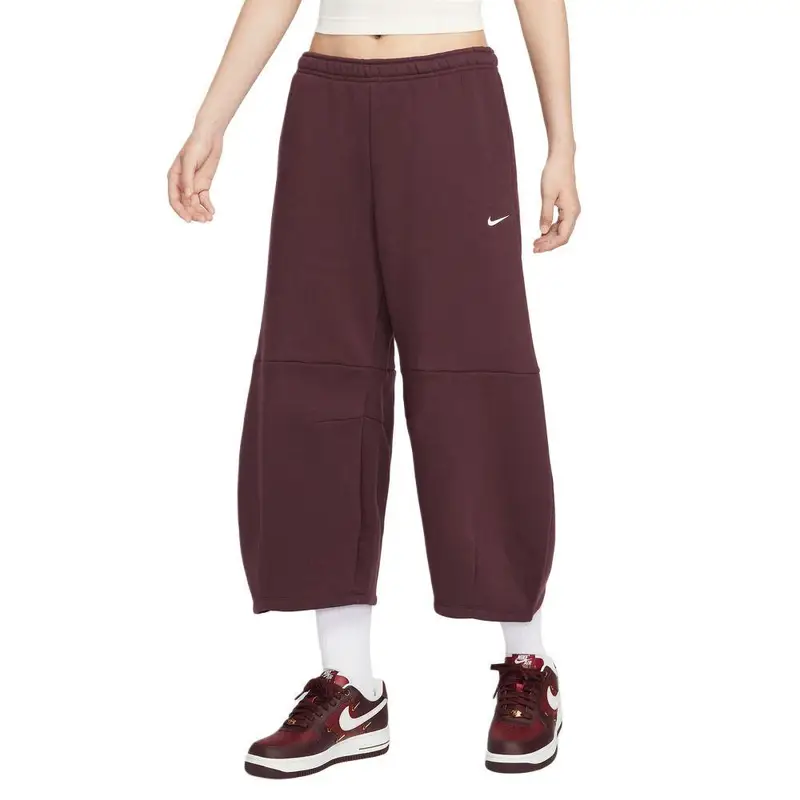 Nike Pantaloni Casual Nove Punti Elasticizzati Monocolore Nsw Phnx Gamba a Barile Donna fondo Marrone IM7475-652