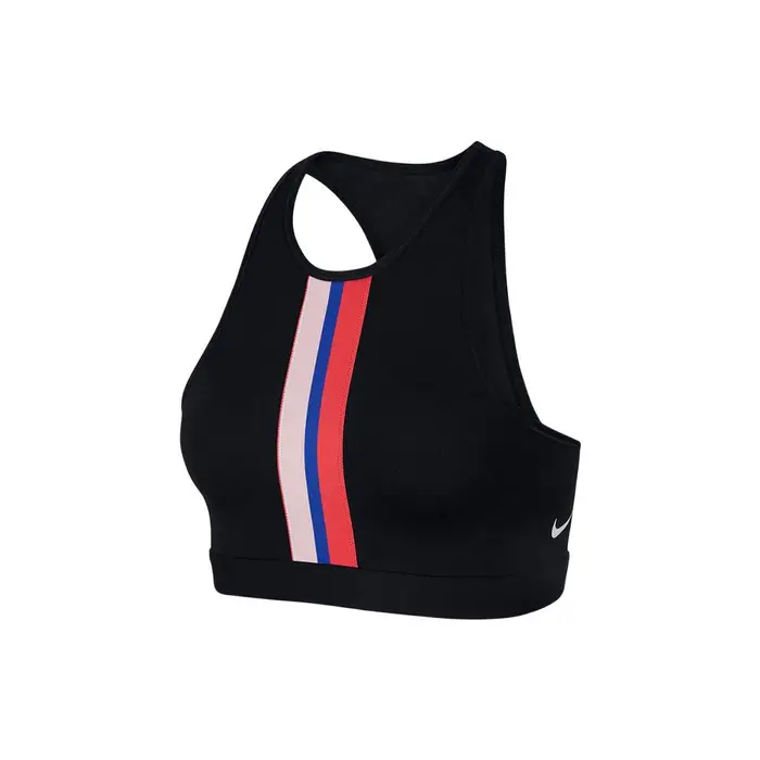 Nike Reggiseno Sportivo con Logo a Strisce Elastiche da Palestra Donna Intimo Nero BV0646-010