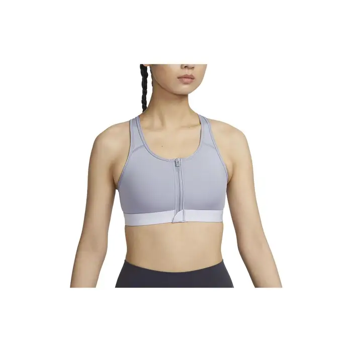 Reggiseno Sportivo Nike Dri-Fit Swoosh con Zip Frontale Supporto Medio Donna Intimo Viola Ossigeno DD1206-519 M
