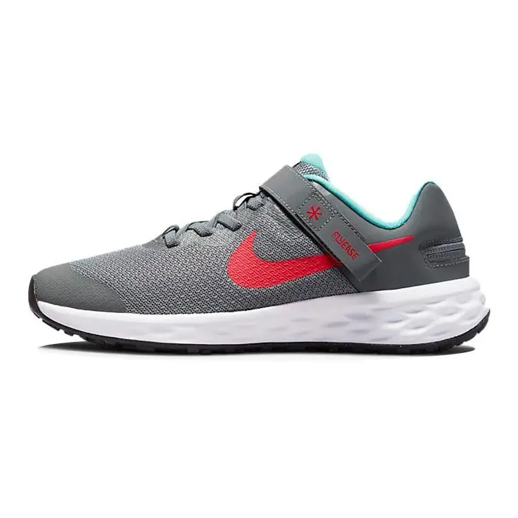 Nike Revolution 6 FlyEase GS Grigio Fumo Rosso Sirena Scarpe da Ginnastica per Bambini Verde Acqua Lavato DD1113-006 35 5