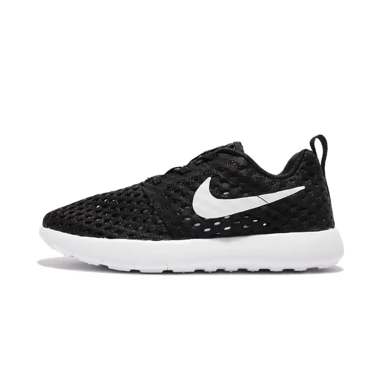 Nike Scarpe da Corsa Roshe One Flight Weight Punta Rotonda Allacciate Basse Sneakers Bambino Nero Bianco 819690-008