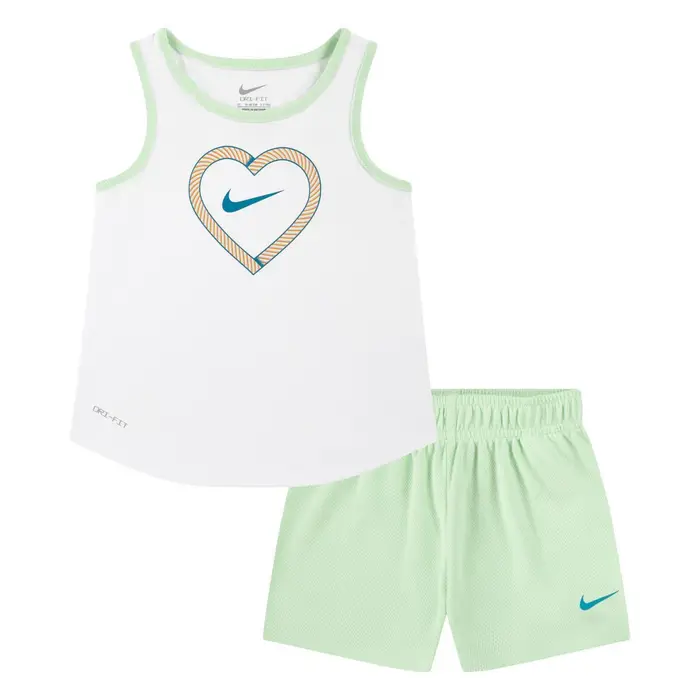 Nike Set due pezzi in rete Happy Camper per bambina 6 Years bianco/verde