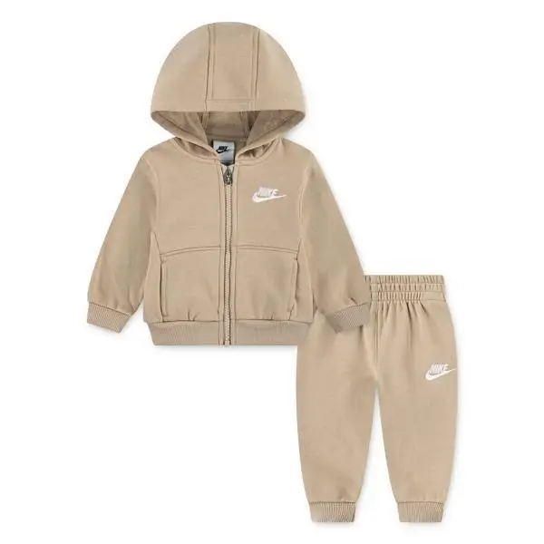 Nike Set felpa con zip e pantaloni tuta beige per bebè