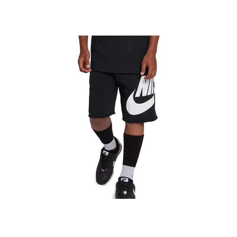 Nike Shorts Casual Lace-Up con Stampa Logo a Lettere per Bambini Neri Bianchi 939610-010