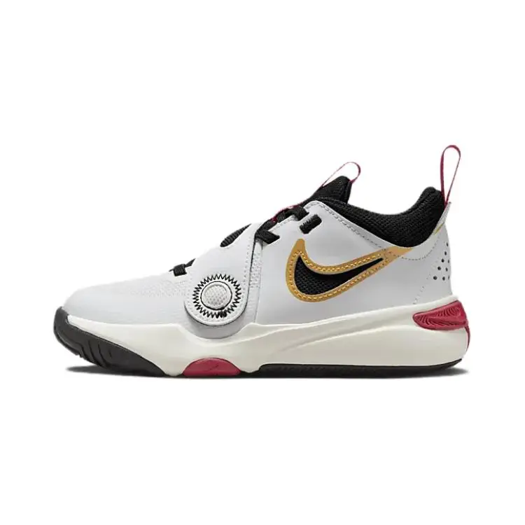 Sneakers Nike Team Hustle D11 PS Bianco Oro Rosso Università Bambini Oro Metallizzato Nero DV8994-104 28
