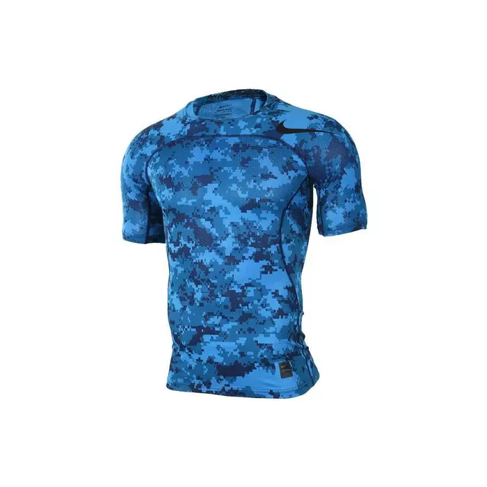 T-shirt Sportiva Manica Corta Uomo Nike Logo Mimetico Slim Fit Top Blu 828177-457 M