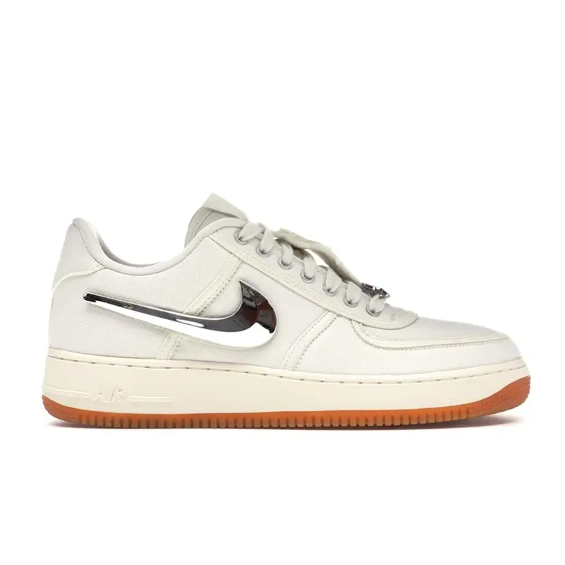 Nike Travis Scott x Air Force 1 Sail Sneakers Unisex Bianco Gomma-Marrone Chiaro AQ4211-101