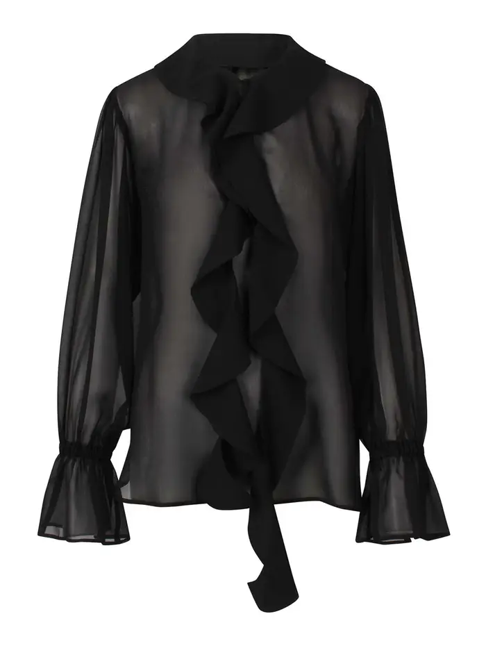 Nina Ricci Camicia lavalliere trasparente Nero
