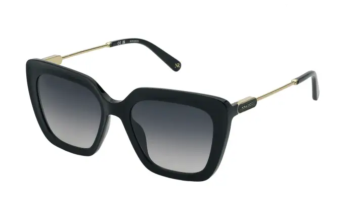 Nina Ricci Donna SNR379 700 Occhiali da sole Acetato Nero Fumo Squadrata Normale Sfumato